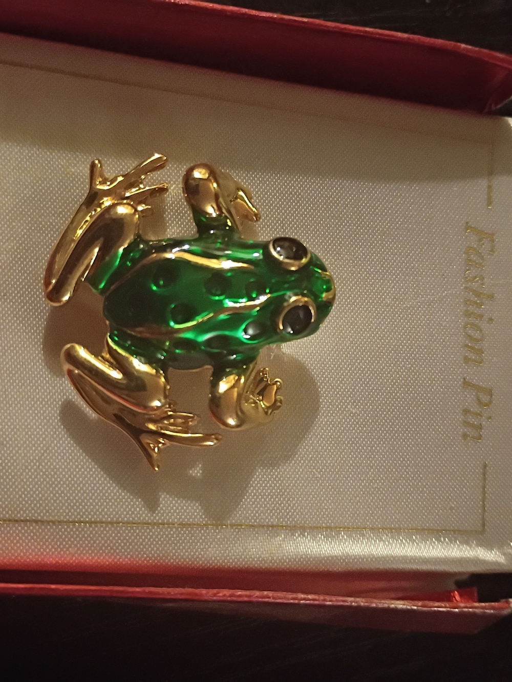 Gold & Green Frog Enamel Pin -